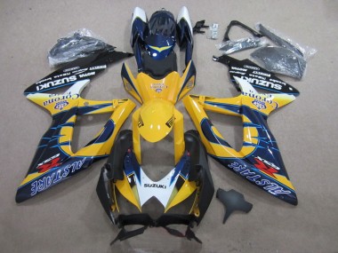 Mejores Carenados Moto Suzuki GSXR 600 2008-2010 - Blanco Amarillo Azul Alstare Corona Extra