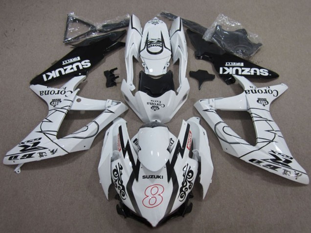 Mejores Carenados Moto Suzuki GSXR 600 2008-2010 - Blanco Negro Corona Extra Motul 8