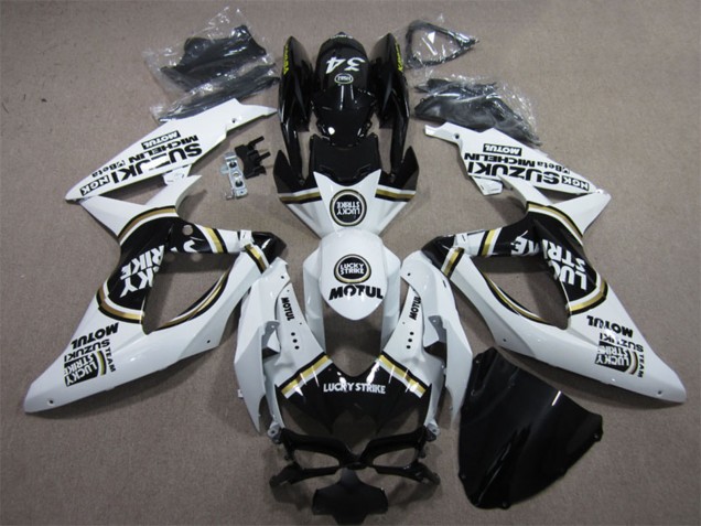 Mejores Carenados Moto Suzuki GSXR 600 2008-2010 - Blanco Negro Motul Lucky Strike
