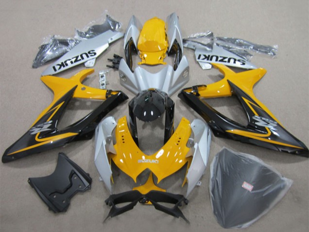 Mejores Carenados Moto Suzuki GSXR 600 2008-2010 - Amarillo Plata Negro Brillante