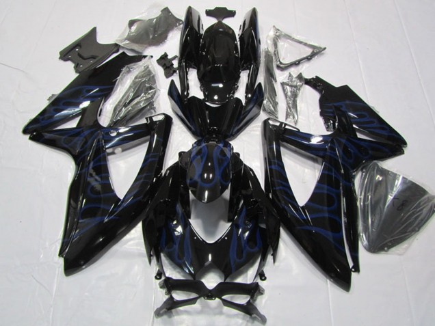 Mejores Carenados Moto Suzuki GSXR 600 2008-2010 - Negro Brillante Azul Llama