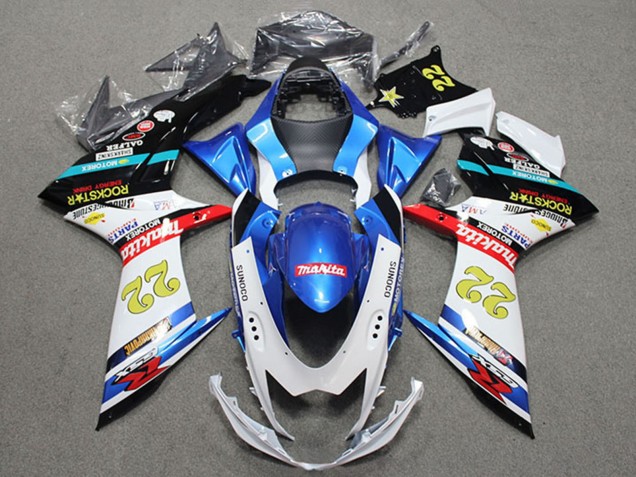 Mejores Carenados Moto Suzuki GSXR 600 2011-2024 - Azul Blanco Rojo Negro Rockstar 22