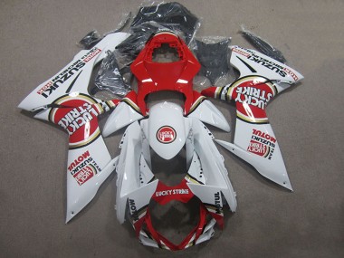 Mejores Carenados Moto Suzuki GSXR 600 2011-2024 - Blanco Rojo Motul Lucky Strike