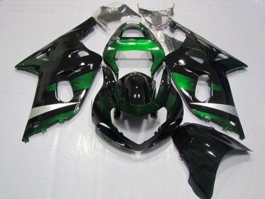 Mejores Carenados Moto Suzuki GSXR 750 2001-2003 - Negro Brillante Verde Plata