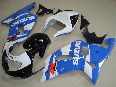 Mejores Carenados Moto Suzuki GSXR 750 2001-2003 - Blanco Azul Negro Brillante