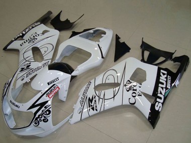 Mejores Carenados Moto Suzuki GSXR 750 2001-2003 - Blanco Negro Alstare Corona Extra Motul