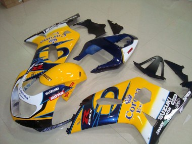 Mejores Carenados Moto Suzuki GSXR 750 2001-2003 - Amarillo Blanco Azul Alstare Corona Extra Motul