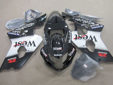 Mejores Carenados Moto Suzuki GSXR 750 2004-2005 - Negro Brillante Blanco West Mobil