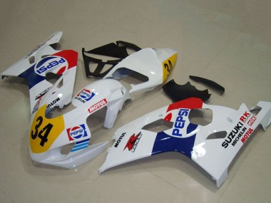 Mejores Carenados Moto Suzuki GSXR 750 2004-2005 - Blanco Azul Rojo Amarillo Pepsi 34