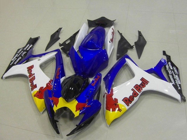 Mejores Carenados Moto Suzuki GSXR 750 2006-2007 - Azul Blanco Amarillo Rojo Bull