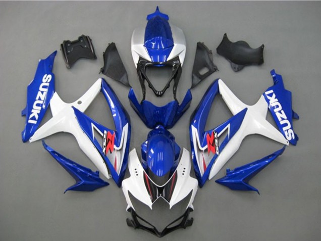Mejores Carenado Moto Suzuki GSXR 750 2008-2010 - Blanco Plata Azul Negro