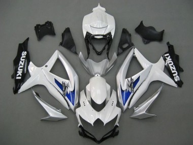 Mejores Carenados Moto Suzuki GSXR 750 2008-2010 - Blanco Plata Azul Negro