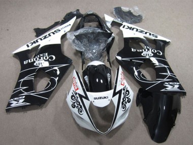Mejores Carenados Moto Suzuki GSXR 1000 2003-2004 - Blanco Negro Brillante Corona Extra Motul