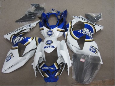 Mejores Carenados Moto Suzuki GSXR 1000 2009-2016 - Blanco Azul Lucky Strike Motul