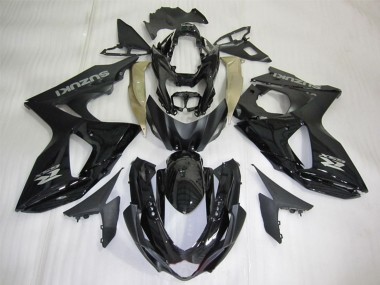 Mejores Carenados Moto Suzuki GSXR 1000 2009-2016 - Negro Brillante Plata Calcomanía