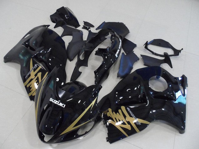 Mejores Carenados Moto Suzuki GSXR 1300 Hayabusa 1996-2007 - Negro Brillante Oro Calcomanía