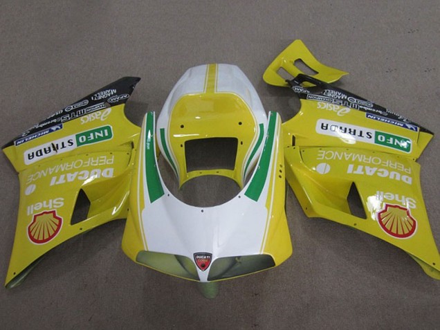 Mejores Carenados Moto Ducati 748 1993-2005 - Amarillo Blanco Verde Shell Info Strrda