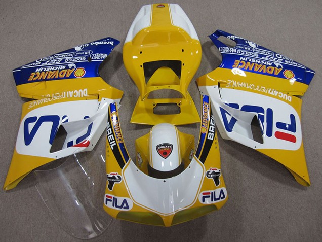Mejores Carenados Moto Ducati 748 1993-2005 - Amarillo Blanco Azul Fila