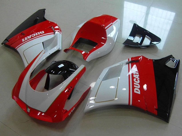 Mejores Carenados Moto Ducati 916 1993-2005 - Blanco Rojo Negro Brillante