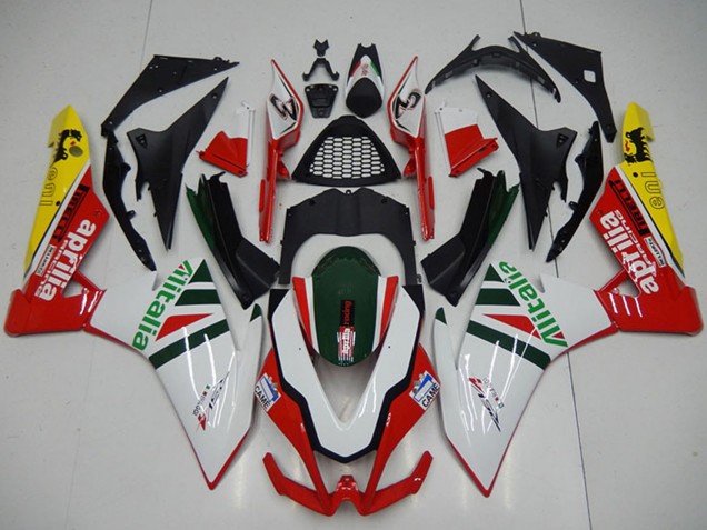Mejores Carenados Moto Aprilia RSV4 1000 2009-2015 - Blanco Rojo Verde Amarillo Negro Alitalia