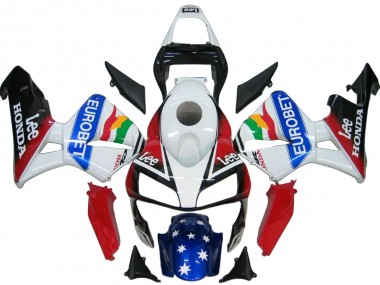 Mejores Carenado Moto Honda CBR600RR 2003-2004 - Blanco Rojo Azul Negro Brillante EuroBet
