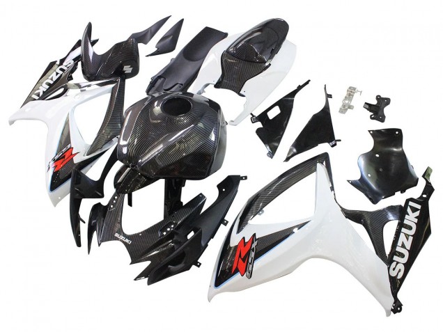Mejores Carenados Moto Suzuki GSXR 600/750 2006-2007 - Negro Blanco FibraCarbono Estilo