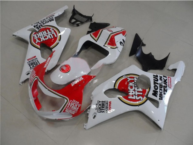 Mejores Carenados Moto Suzuki GSXR 1000 2000-2002 - Blanco Rojo Lucky Strike