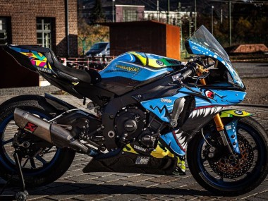 Mejores Carenados Moto Yamaha YZF R1 2015-2019 - Azul Amarillo Tiburón