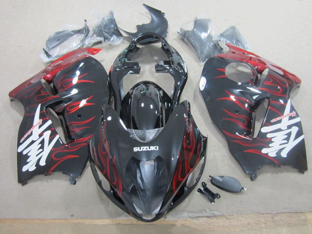 Plástica Moto Suzuki GSXR 1300 Hayabusa 1996-2007 - Negro Rojo Llama Plástica Moto Suzuki GSXR 1300 Hayabusa 1996-2007 - Negro Rojo Llama