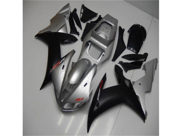 Plástica Moto Yamaha R1 2002-2003 - Plata Negro Plástica Moto Yamaha R1 2002-2003 - Plata Negro