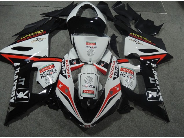 Plástico Moto Kawasaki ZX6R 2005-2006 - Blanco Negro Rizoma Playboy Plástico Moto Kawasaki ZX6R 2005-2006 - Blanco Negro Rizoma Playboy