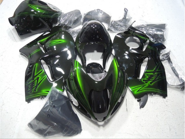 Plástico Moto Suzuki GSXR 1300 Hayabusa 1996-2007 - Negro Verde Plástico Moto Suzuki GSXR 1300 Hayabusa 1996-2007 - Negro Verde
